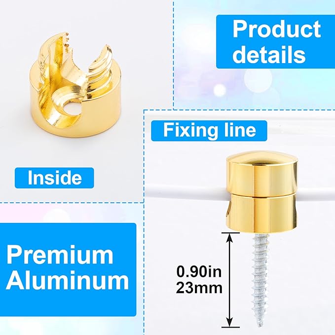 SmallCat 3 Sets Charger Holders for Cords, Gold Metal Cord Holder for Desk