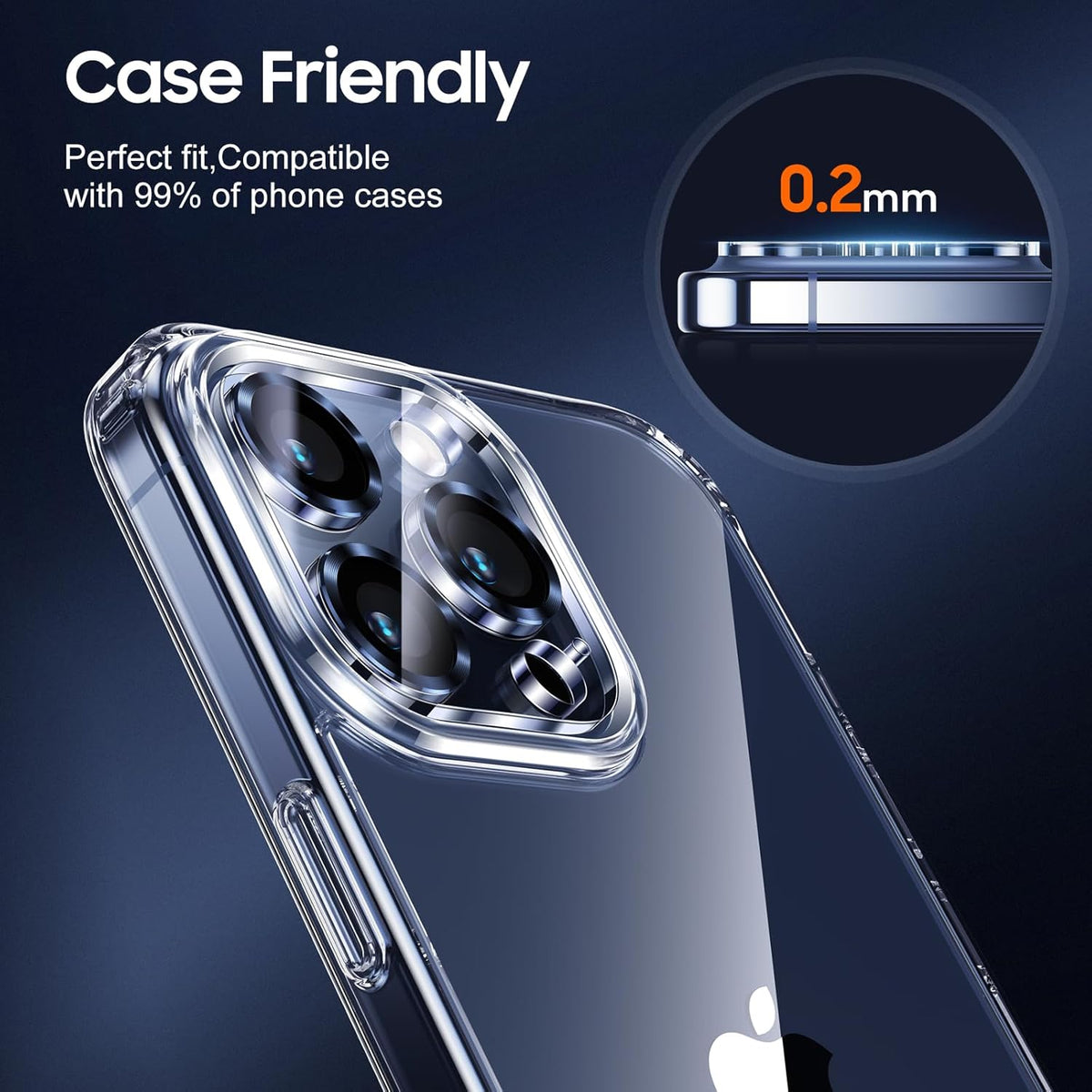 UniqueMe Compatible for 3 Pack iPhone 15 Pro/iPhone 15 Pro Max Camera Lens Protector, [Drop Protection] [Case Friendly] 9H Tempered Glass Camera Cover Screen [2023 New Version]- Blue