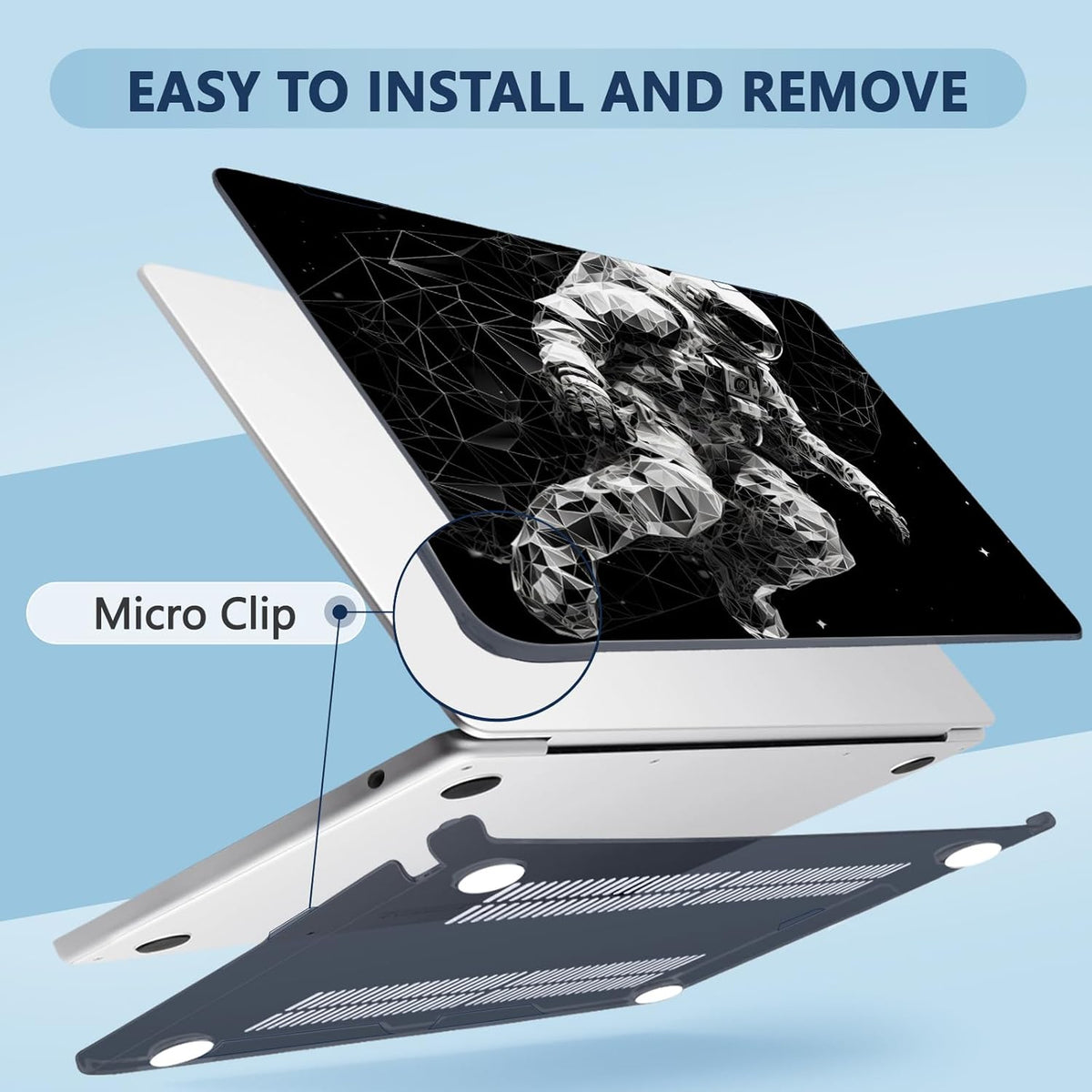 Compatible with MacBook Air 13.6 inch Case, M4 A3240/M3 A3113/M2 A2681 (Released 2025 to 2022), Hard Shell, Keyboard Cover, Screen Protector, Webcam Cover & Type-C Adapter, Astronaut