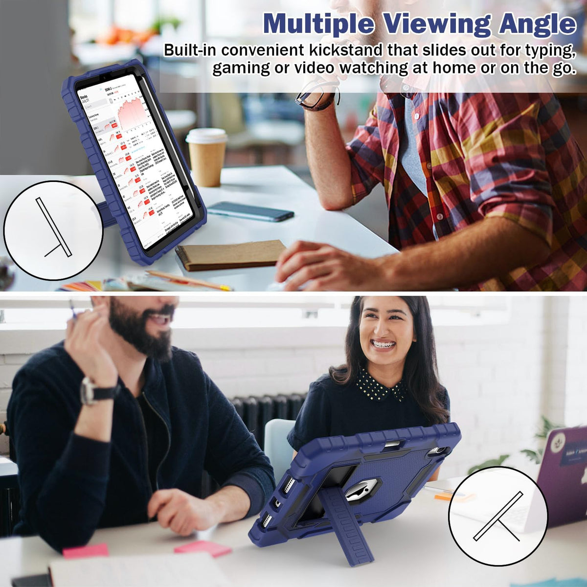 Grifobes Case for iPad Mini 7 (A17 Pro) 2024 / Mini 6 2021 8.3 inch, Heavy Duty Shockproof Rugged Cover with Pencil Holder Stand, for I Pad Mini 7th/6th Gen 8.3" Case for Kids Boys (Navy Blue)