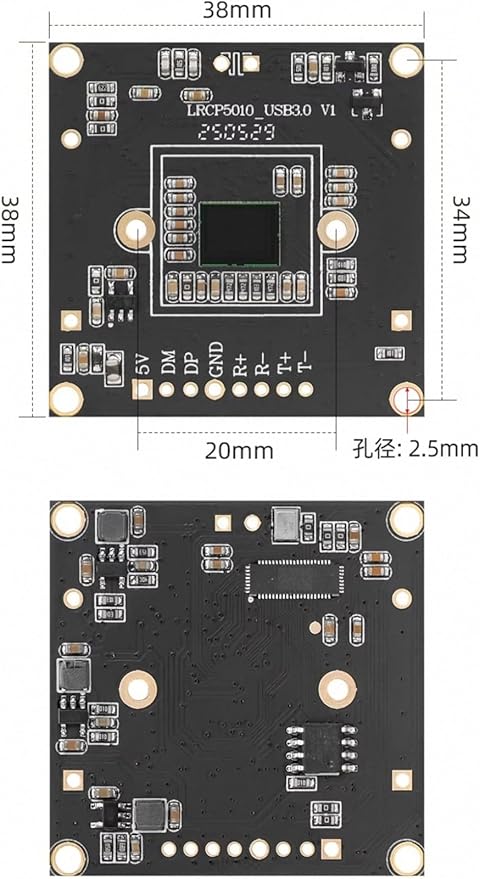 5MP Global Shutter USB3.0 Camera High Speed 60fps for Robotics (Lens FL 16mm 20° w/o distoration)