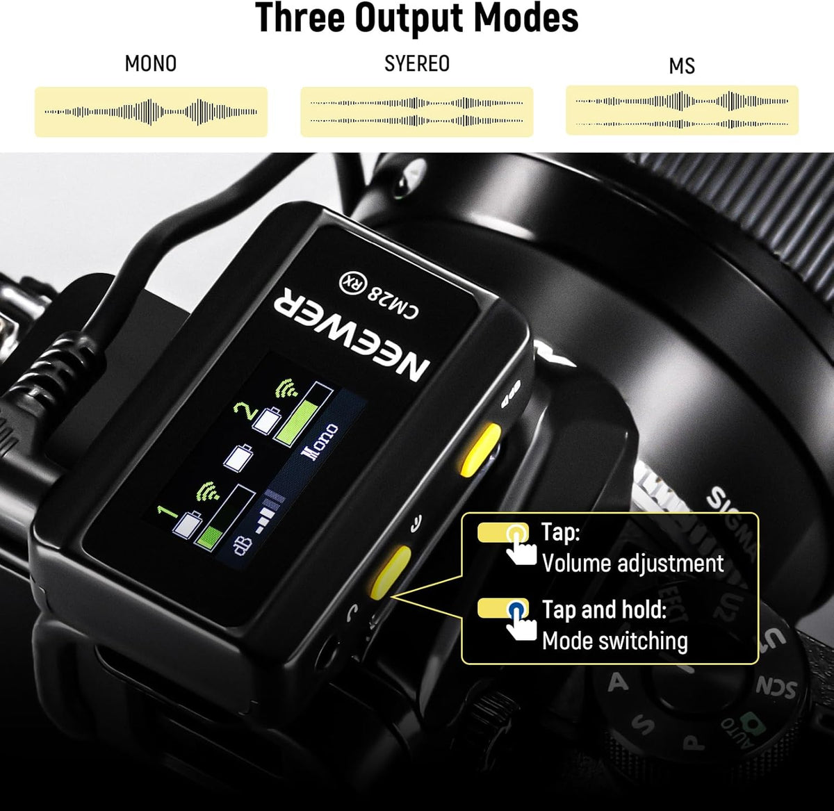 NEEWER CM28 Wireless Lavalier Microphone System with Charging Case Noise Canceling 4GB Storage 9Hrs Recording 48KHz 16 Bit Uncompressed Audio Lapel Mic Compatible with iPhone iPad Android PC Camera