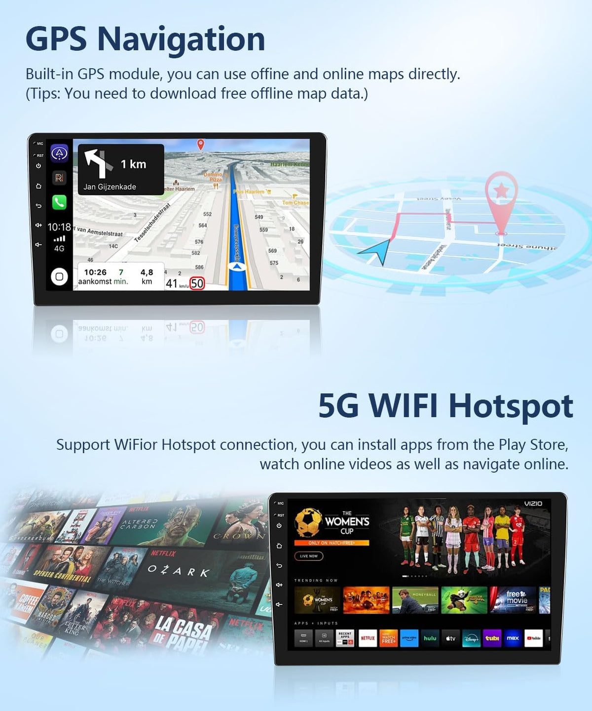 8core 4G+64G Car Radio for Toyota Camry 2006-2011 Support Canbus Original JBL Navigation, RSNAVI Car Stereo Wireless Carplay Android Auto 9'' Touchscreen WiFi BT/FM/RDS/EQ Backup Camera