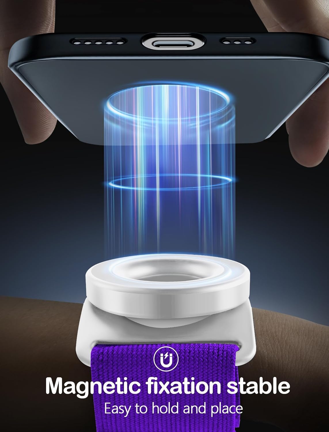 TOPGO Running Phone Holder for iPhone [360° Rotatable & Upgrade Anti-Drop] Magnetic Wrist Phone Holder, Magsafe Armband Compatible with iPhone 16 Pro and Android - Purple
