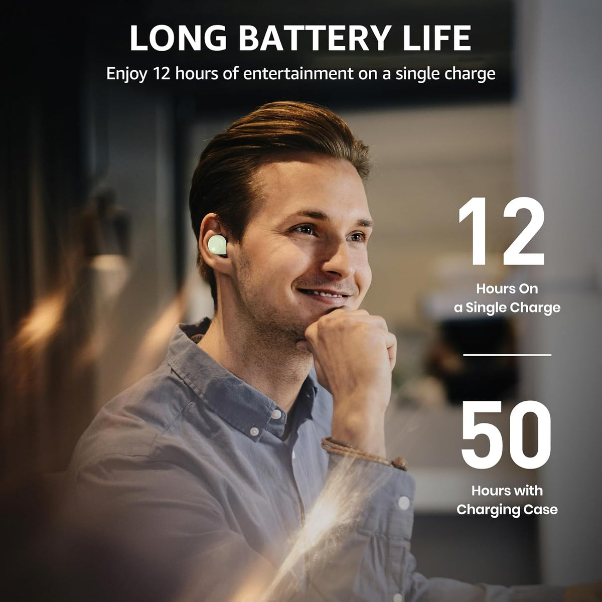 TOZO T6 Wireless Earbuds, Bluetooth 5.3 Ear Buds, Stereo Sound in Ear Headphones, 50 Hours Playtime, Wireless Charging Case, APP Customizable EQs, IPX8 Waterproof Earphones