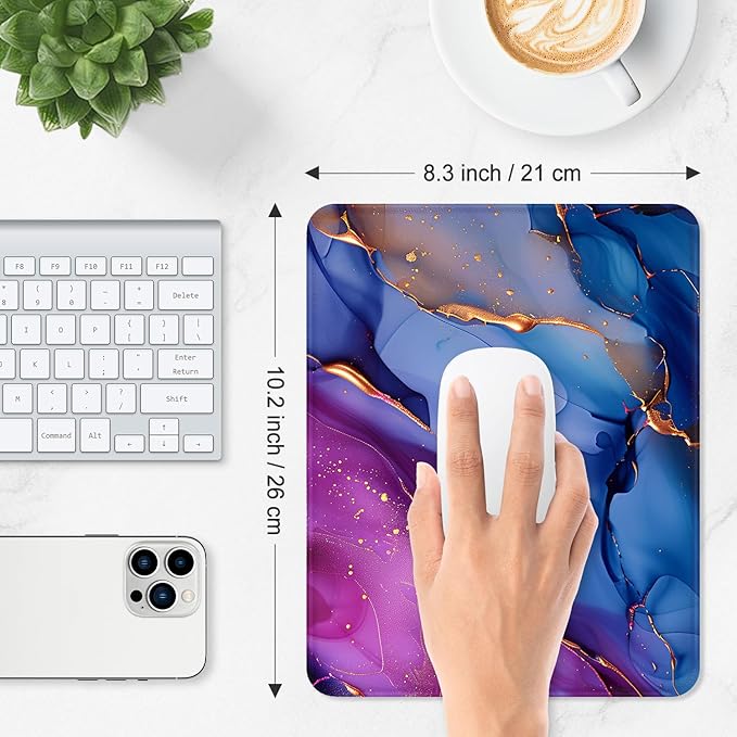 ITNRSIIET Mouse Pad Non-Slip Rubber Base Smooth Surface Stitched Edges Waterproof Durable Compatible with All Mice for Office & Gaming, Desk Accessory, 10.2x8.3x0.12 inch, LiquidGold