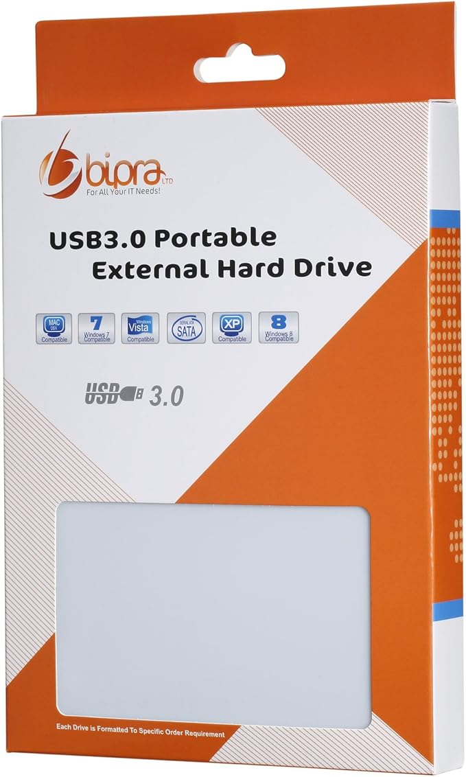 U3 2.5 inch USB 3.0 NTFS Portable External Hard Drive - White (250GB)