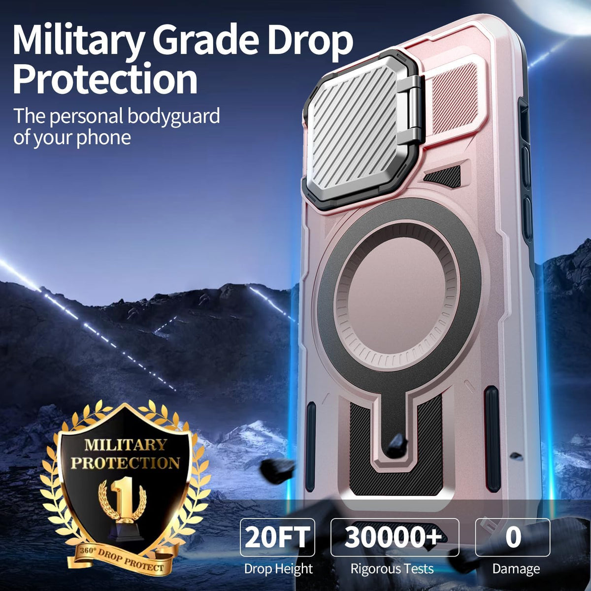 Camera Stand Case for iPhone 12 Pro Max, [Compatible with Mag Safe] [Lens Cover] 2024 Version Military Grade Protective Soft Case for iPhone 12 Pro Max 6.7 inch Men Women, Pink