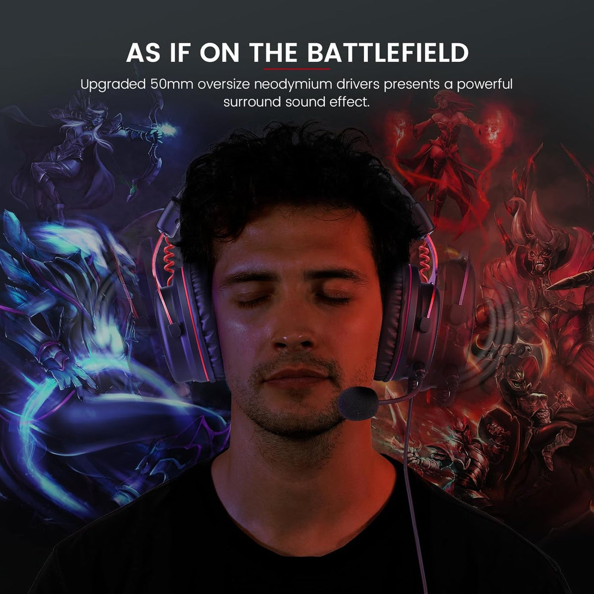 EKSA E900 Gaming Headset with Microphone - PC Headset with Detachable Noise Canceling Mic, 3D Surround Sound, Wired Headphone for PS4, PS5, Xbox, Computer, Laptop, Switch, Handheld (3.5MM Jack)