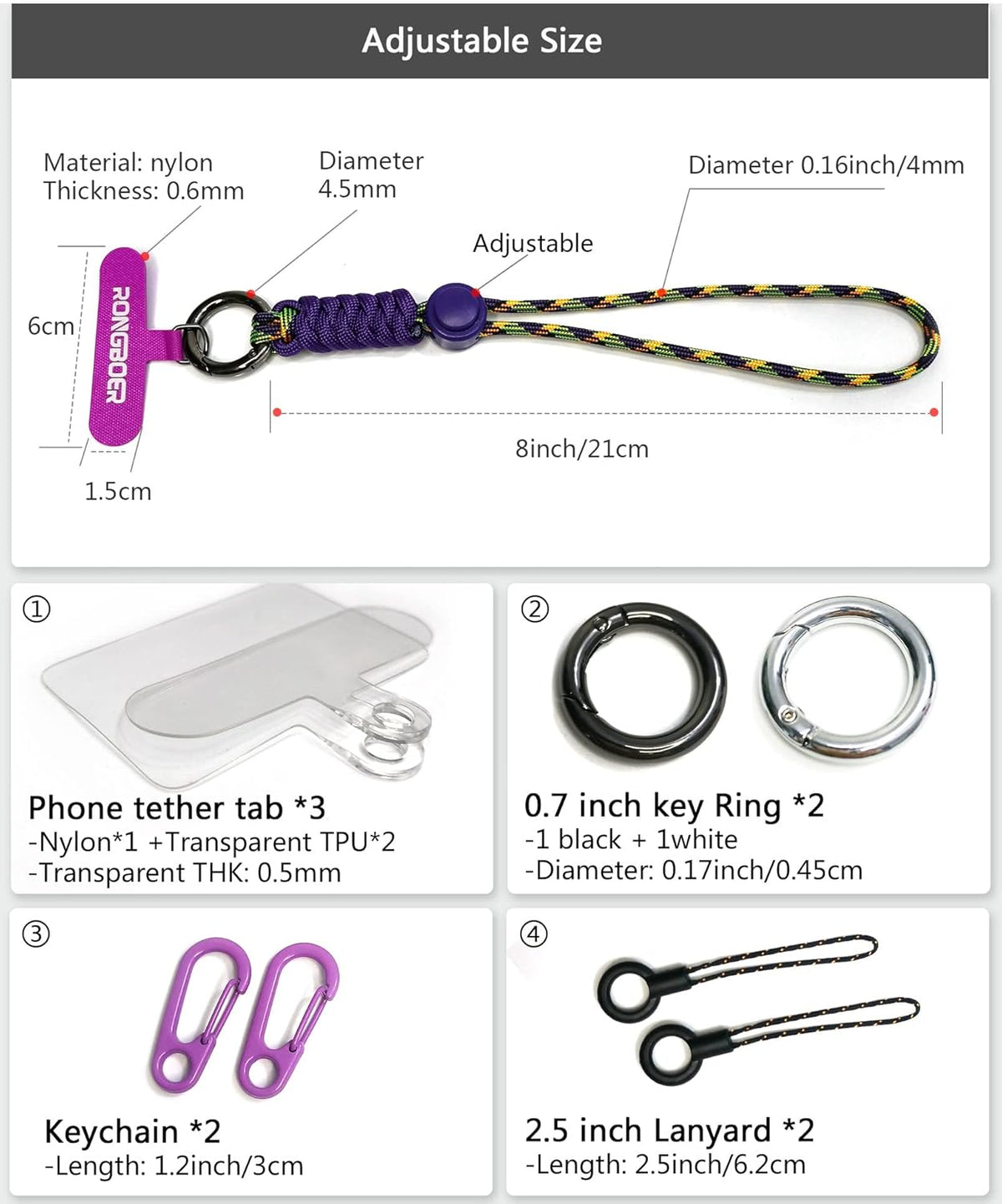 Cell Phone Lanyard Wrist Strap,Key Lanyard for Women,Phone Bracelet Strap,Phone Charms Strap,Camera Wrist Strap,Short Wrist Lanyard for Keys,Keychain Lanyard,Lanyards for Keys (Flower Purple)