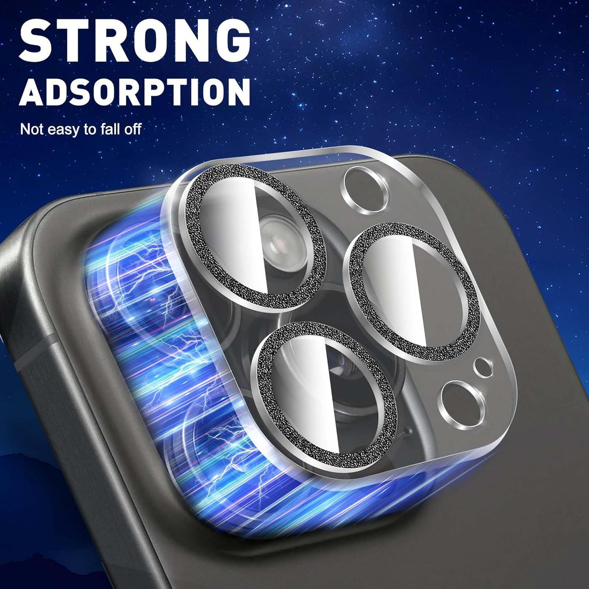 LucBuy 3PCS Sparkling Camera Lens Protector for iPhone 14 Pro/iPhone 14 Pro Max, Full Clear Acrylic Cover with Shiny Colorful Glitter Designed Decoration Back Camera Protector