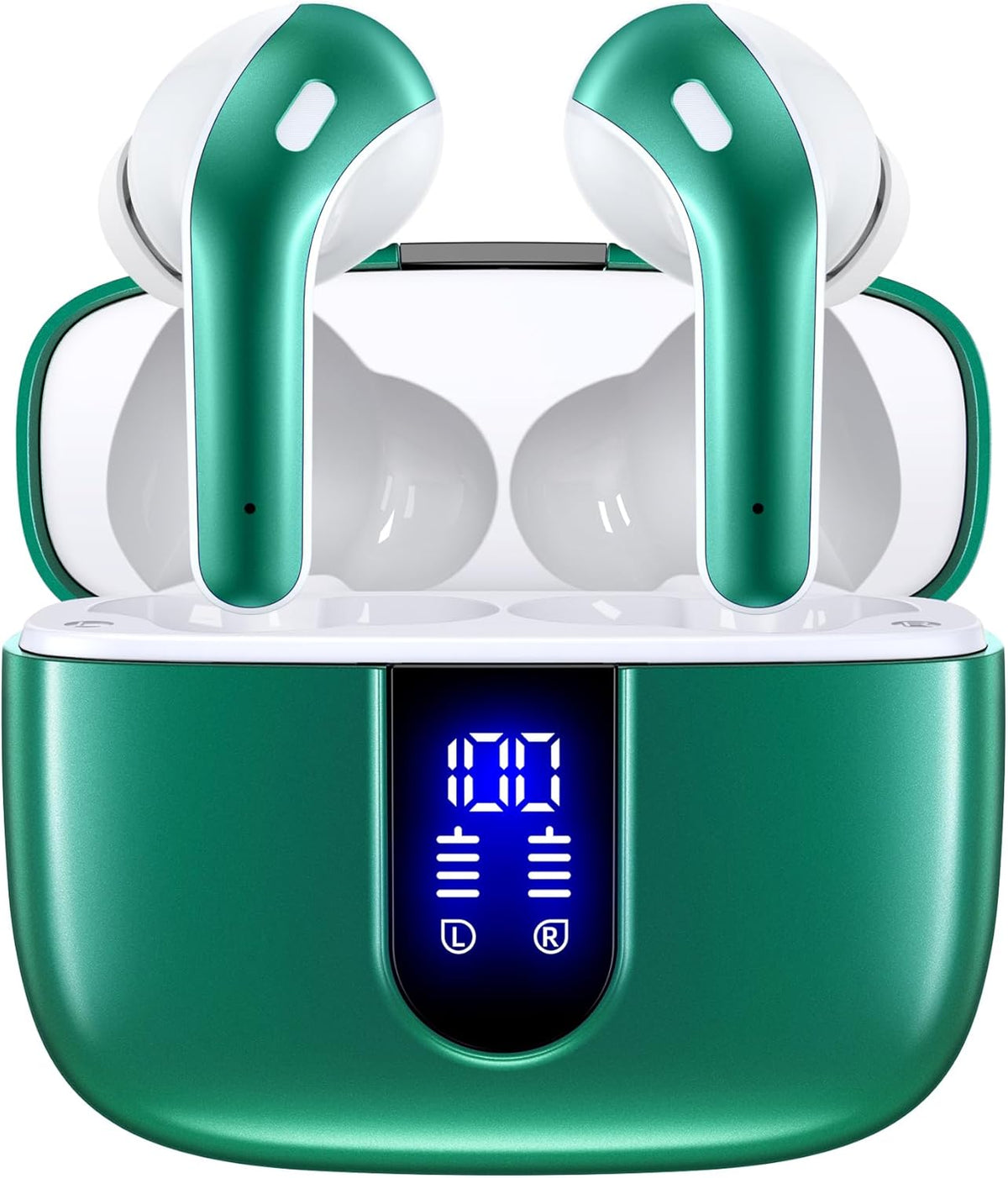 TAGRY Bluetooth Headphones True Wireless Earbuds 60H Playback LED Power Display Earphones with Wireless Charging Case IPX5 Waterproof in-Ear Ear buds with Mic for TV Smart Phone Laptop Computer Sports