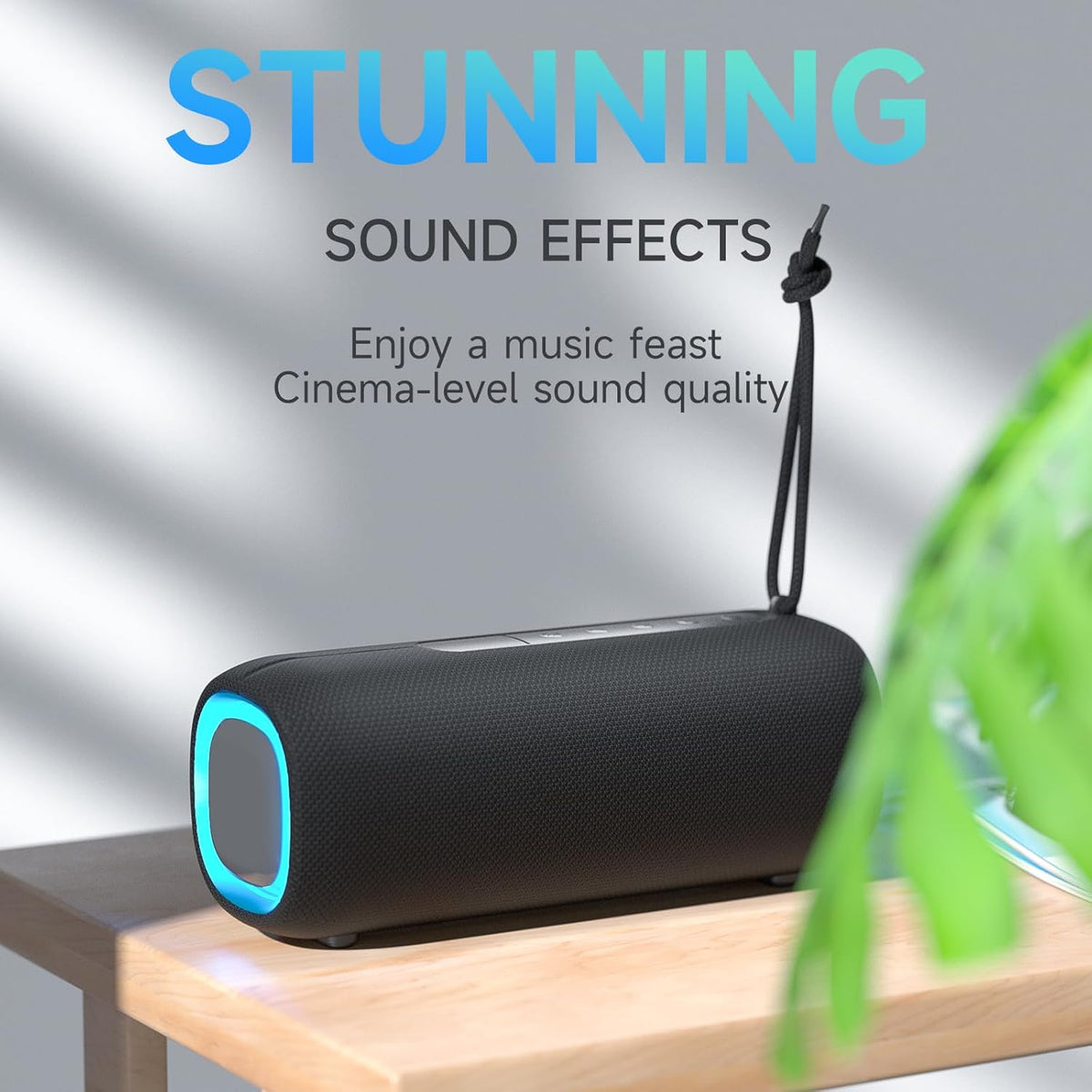 Portable Bluetooth Speaker, Wireless Bluetooth Speaker with Clear Loud Stereo Sound, IPX5 Waterproof Speakers with RGB Lights, BT5.3, Long Playtime, TWS Pairing for Home Outdoor Party Beach Travel