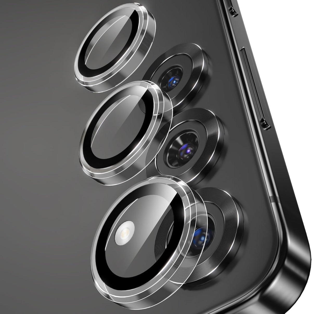 YWXTW Camera Lens Protector for Samsung Galaxy S25+ Plus Accessories [1:1 Fit & Ultra Clarity] 9H Tempered Glass Metal Individual Ring Camera Cover Screen Protector, Case Friendly (Clear)