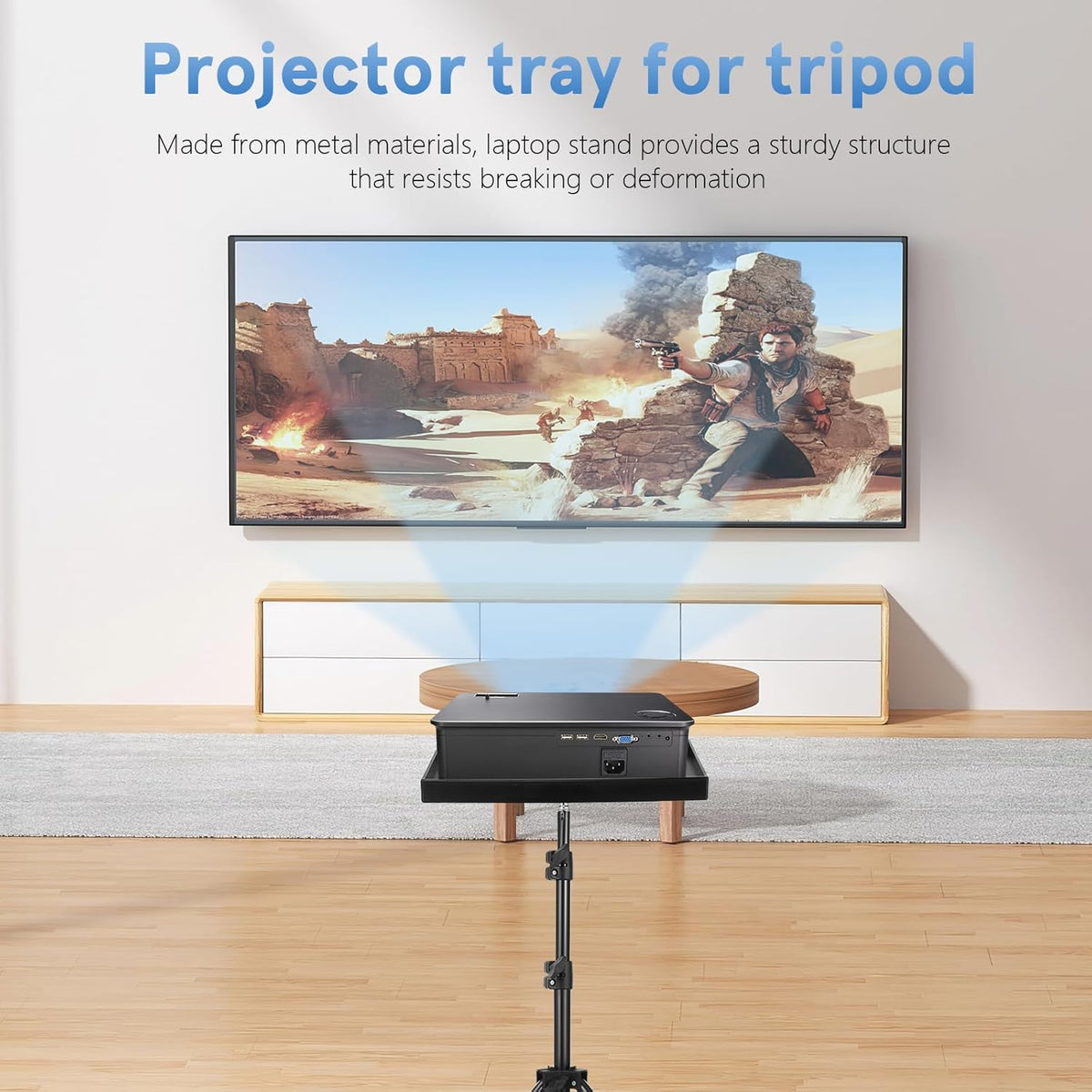 MAGICLULU Projector Stand Tripod 44.88 Inch Height Adjustable Tripod Stand Portable Projector Table with Tray for Office Home Movie Equiqment (Tray Size 7.09 x 9.84Inch)