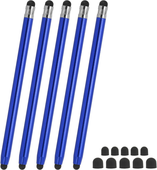 PATIKIL 5 Pcs Stylus Pens for Touch Screen, 2 in 1 High Sensitivity Universal Pen Capacitive Stylus for Phone Tablets Laptop Touch Screen Devices, Blue
