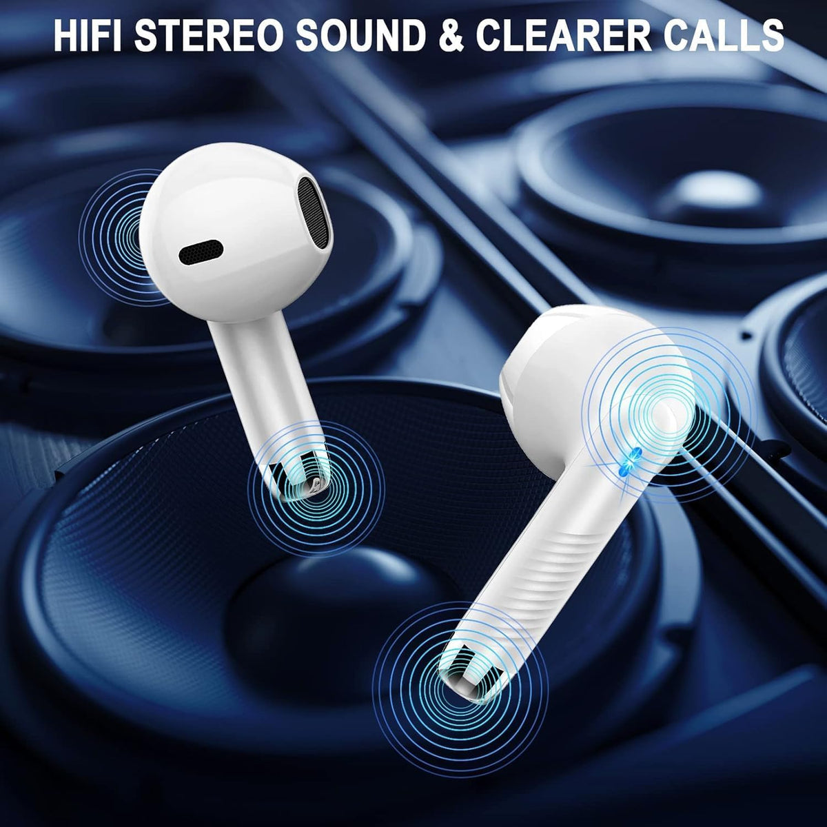 Wireless Bluetooth 5.4 Earbuds, Ear Buds LED Power Display Headphones 6D Stereo, Bluetooth Earbuds in-Ear Noise Cancelling Mic, 40H Playback Mini Case IP7 Waterproof Sports Earphones for Android iOS