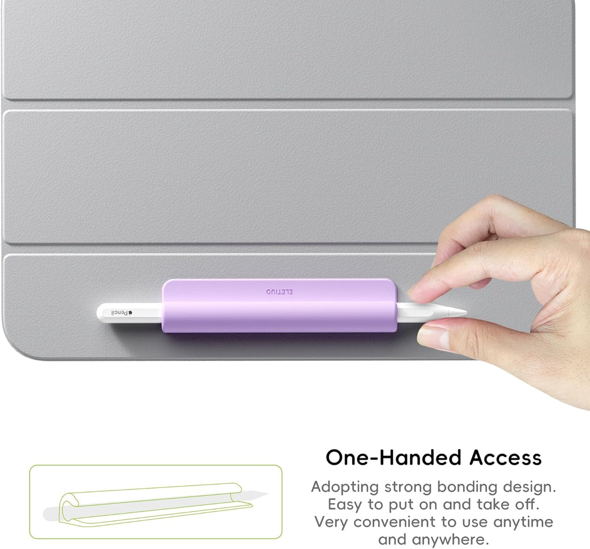 ELETIUO Silicone Pencil Holder Sleeve,Compatible with Apple Pencil (USB-C),Apple Pencil 1st/ 2nd Generation,Strong Adhesive Sticky Attached to iPad Case for Stylus Pens,Purple