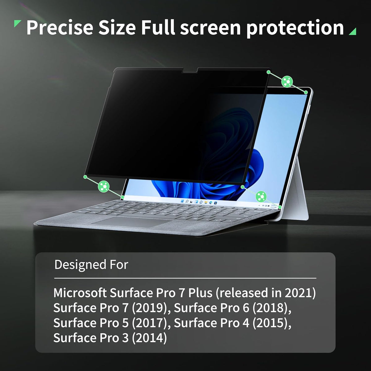 Nano Privacy Screen Protector for Microsoft Surface Pro 7+/7/6/5/4/3 - 12.3 In Reusable Surface Pro 7 Screen Protector Anti Glare Film, Anti Blue Light Filter, Removable Shield, Bubble Free Guard
