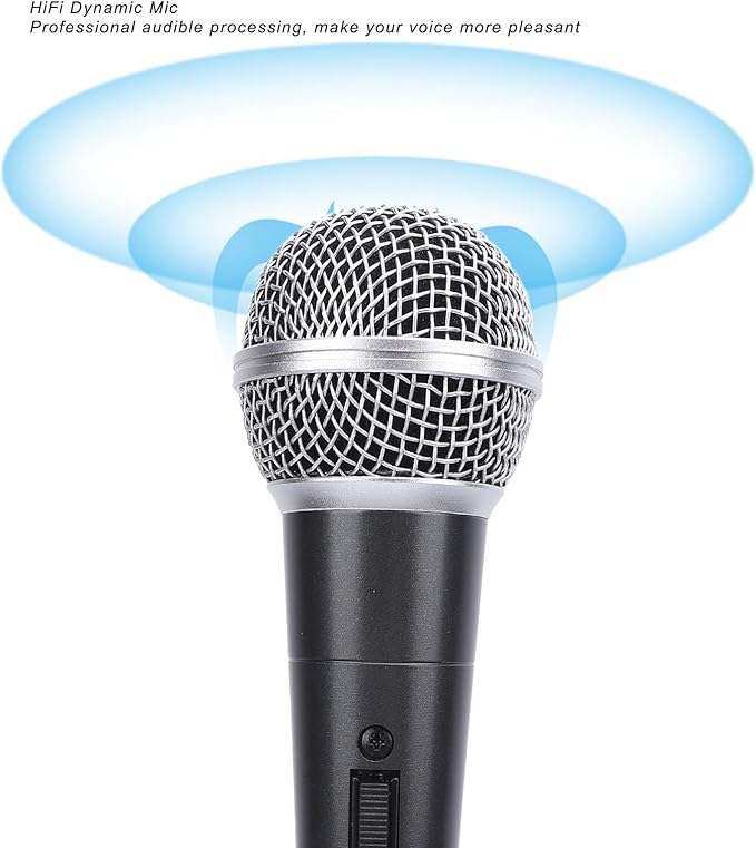 Wired Dynamic Microphone Set Moving Coil Dynamic Cardioid Handheld Microphone Enhanced Sound Quality with Low Latency Recording Stable for Active Speakers Mixers Am (Black)