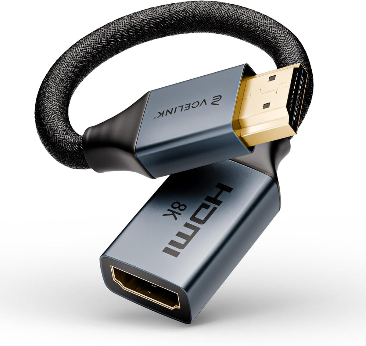8K Short HDMI Extender Cable 0.6 FT Ideal for Tight Spaces, HDMI Extension Male to Female Adapter, Compatible with Roku TV Stick, HDTV, Game Console, Laptop (1 Pack, 0.6FT)