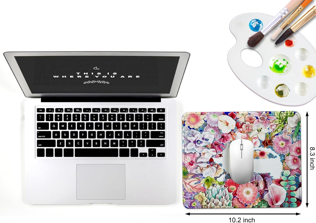 JIKIOU 3 Pack Mouse Pad with Stitched Edge, Comfortable Mouse Pads with Non-Slip Rubber Base, Washable Mousepads Bulk with Lycra Cloth, Mouse Pads for Computers Laptop Mouse 10.2x8.3in Blank White