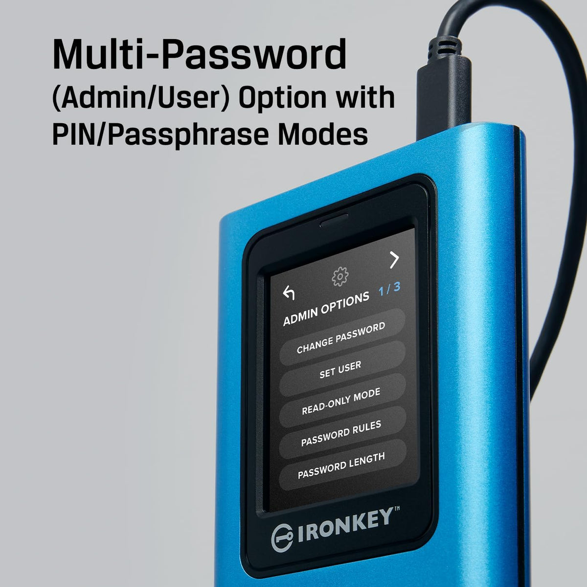 Kingston IronKey Vault Privacy 80 3.8TB External SSD | FIPS 197 | XTS-AES 256GB Encrypted | Touch Screen PIN | Secure Data Protection | IKVP80ES/3840G