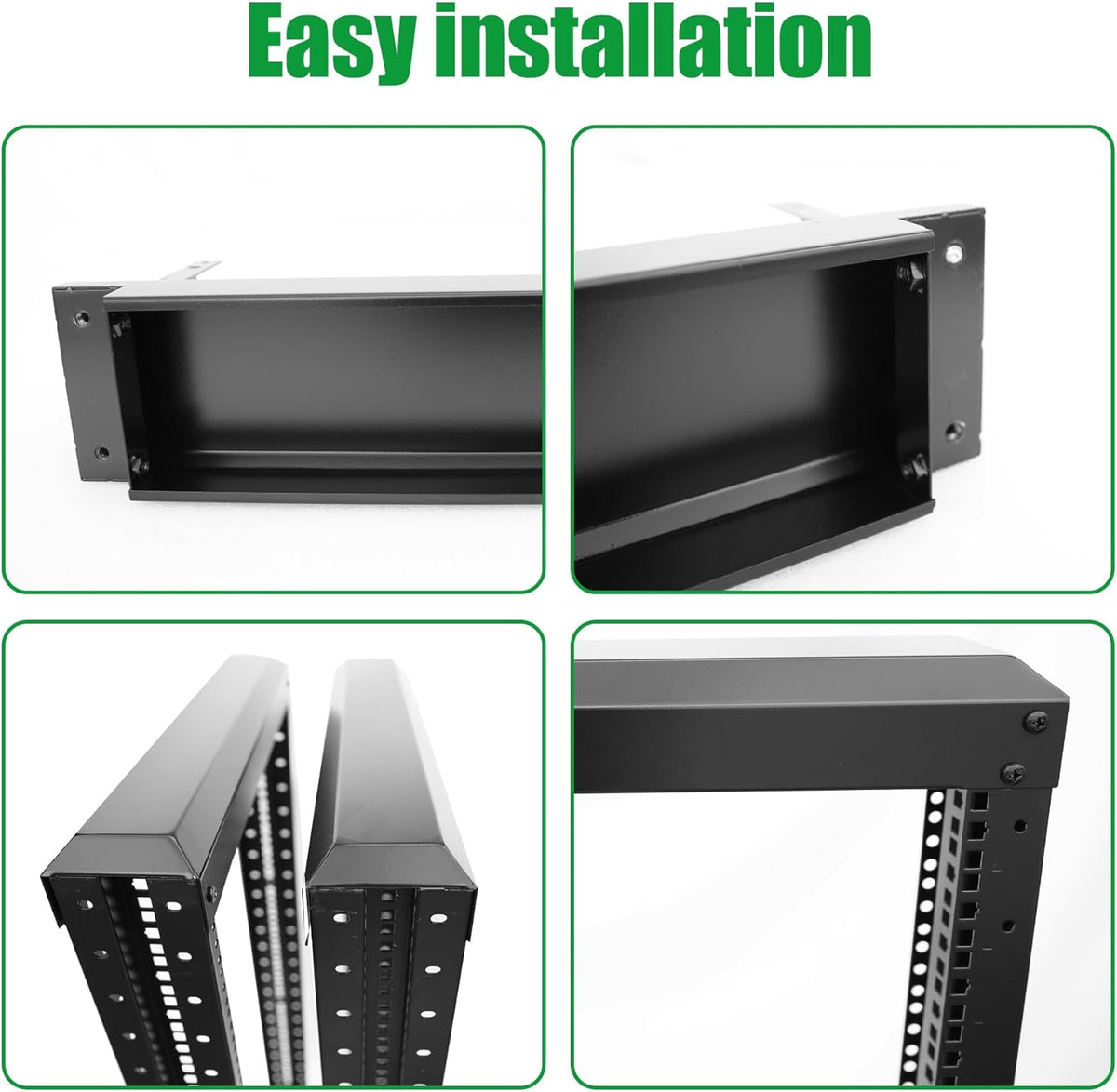 15U Server Rack/4-Post 19in Network Rack/Open Frame Rack with Wheels, Heavy-Duty Frame Cabinet/Adjustable Depth 29.75-27.75in GLOBALRACK(4POST-1000-15U)