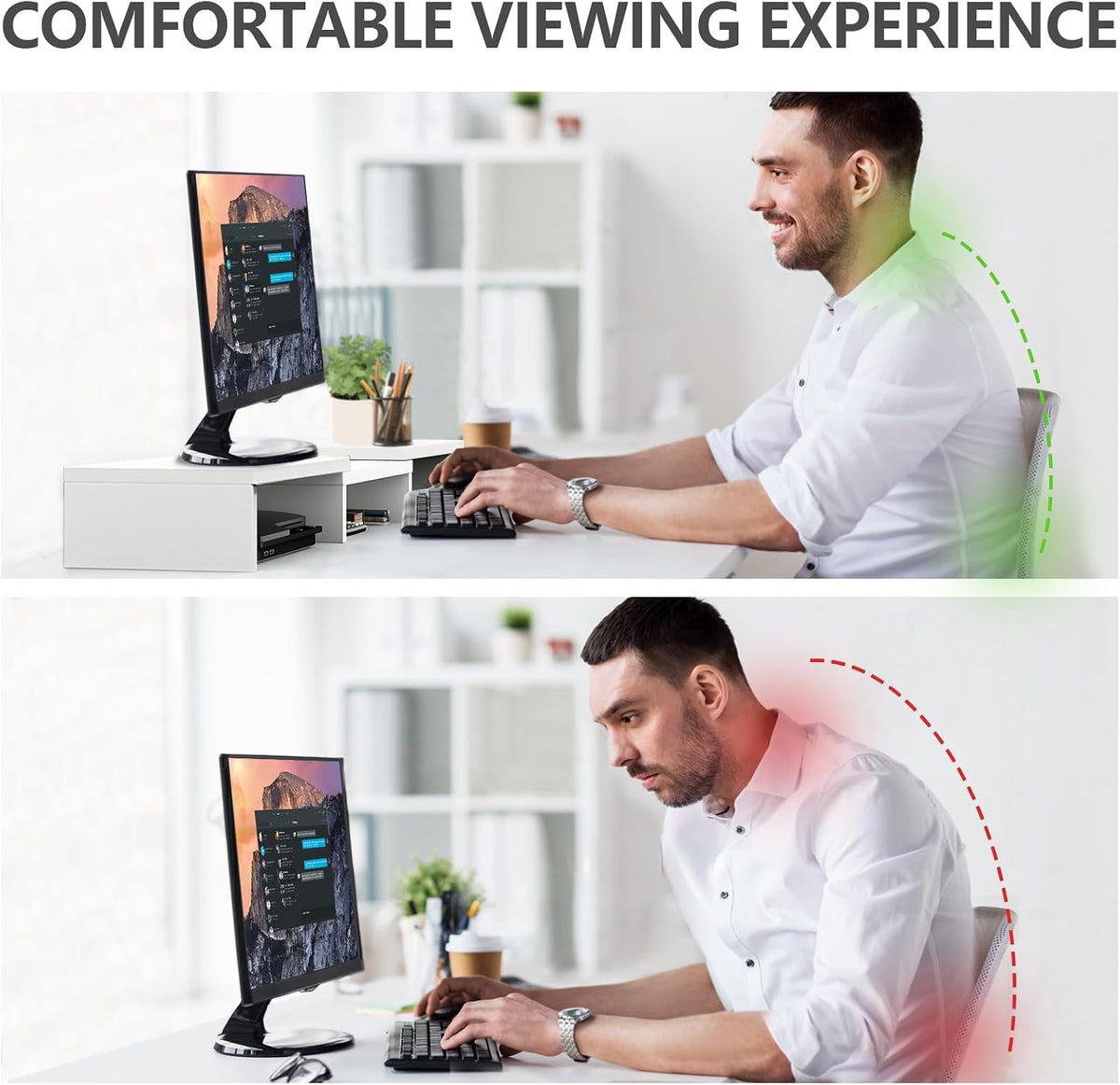 2 43.3" TAVR Furniture Dual Monitor Stand Riser, Computer Monitor Stands for Monitors, Extra Long Multifunctional