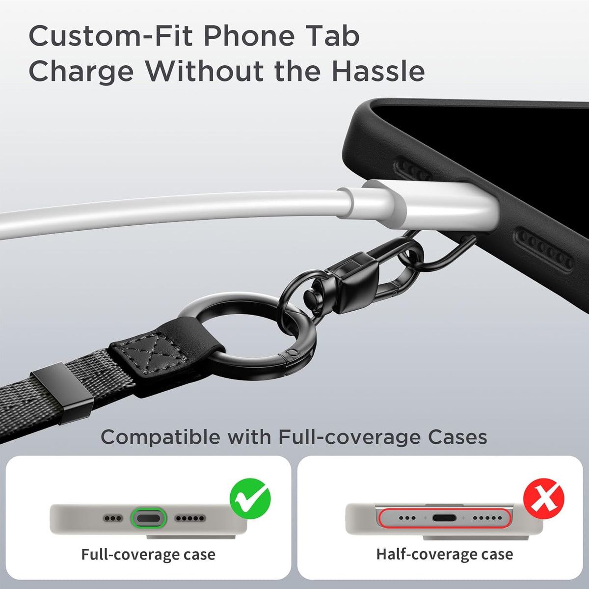 Phone Lanyard 2 in 1, Anti Theft Phone Strap Crossbody for Women Men, Adjustable Phone Wrist Strap with 2 Pack Tether Tabs