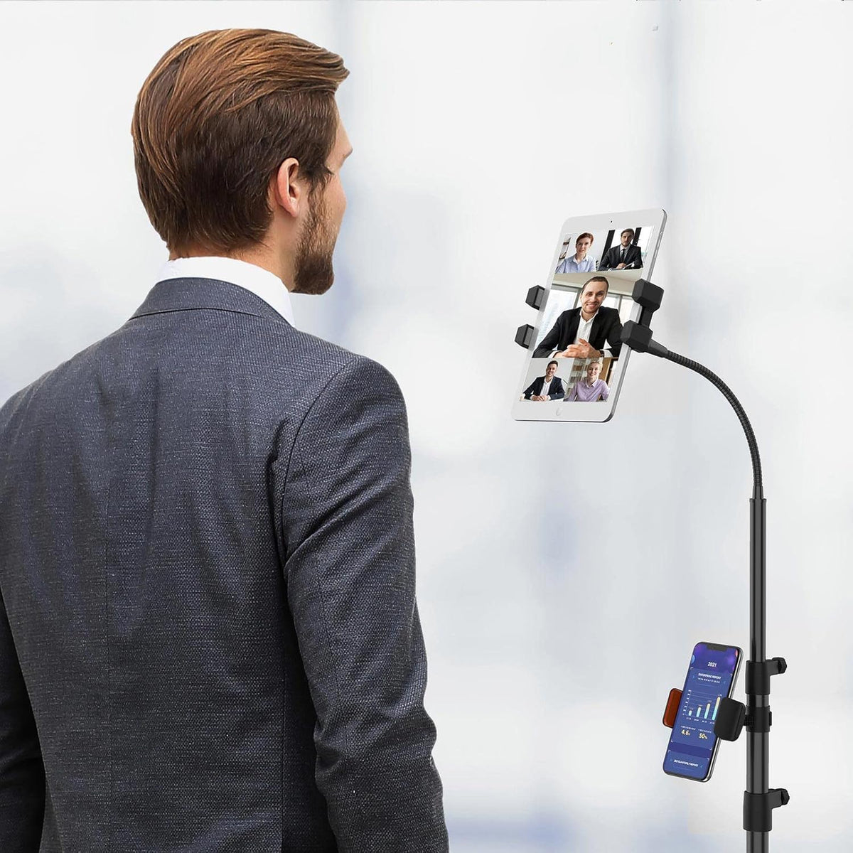 Tripod Stand for Ipad,Gooseneck 65-inch Floor Stand for Tablet,Floor Stand for iPad Tripod with 360° Rotating Mount for Mini, Air, Pro and All 4.7-11.9 Inch Tablet and Phone