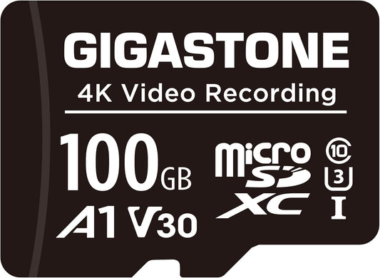 Gigastone 100GB A1 V30 4K 100MB/s Micro SD Card, Video Recording, Compatible with Security Camera, Dash Cam, Drone