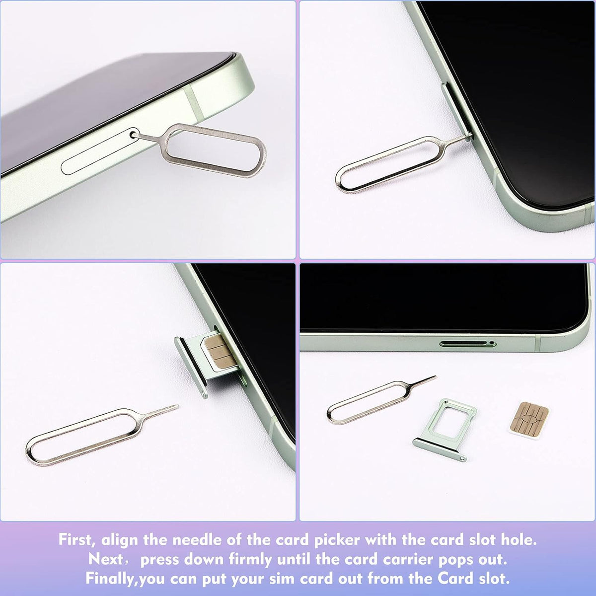 Frienda 30 Pieces SIM Card Removal Tool SIM Card Tray Eject Pins Opening Removal Tool Cellphone Eject Pin with Transparent Storage Box Packaging for Most Smart Phones, Silver, 2 Styles