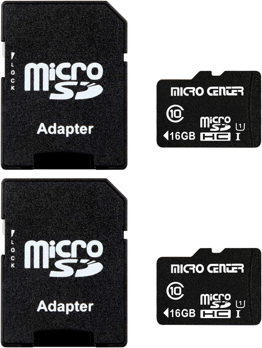 INLAND Micro Center 16GB Class 10 Micro SDHC Flash Memory Card with Adapter for Mobile Device Storage Phone, Tablet, Drone & Full HD Video Recording - 80MB/s UHS-I, C10, U1 (2 Pack)