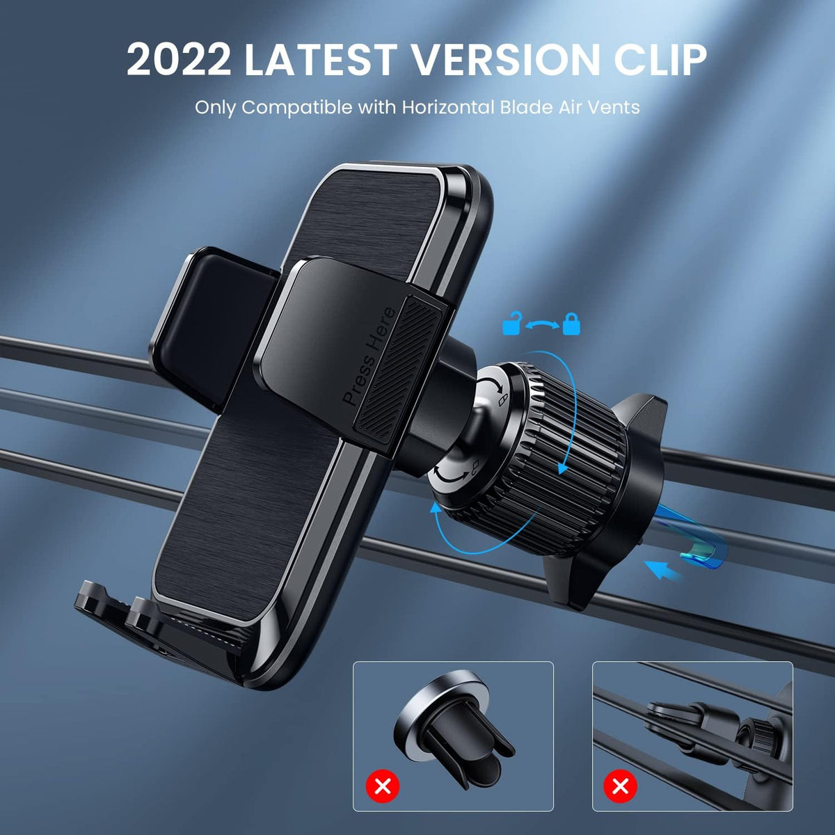 Car Phone Holder Vent [ Metal Clip] Phone Holders for Your Car Hands Free Universal Air Vent Cell Phone Car Mount Fit for iPhone Android All Smartphone Automobile Cradles