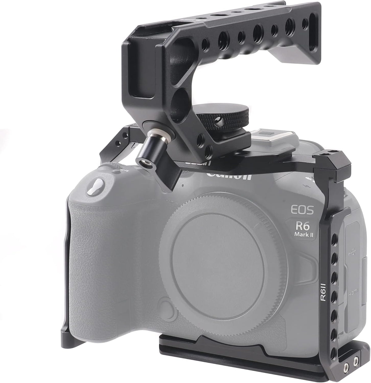 Hersmay EOS R6 II Camera Cage with Top Handle for Canon EOS R6 Mark II Mirrorless Camera Aluminum Alloy Film Movie Making Camera Video Cage with Shoe Mount