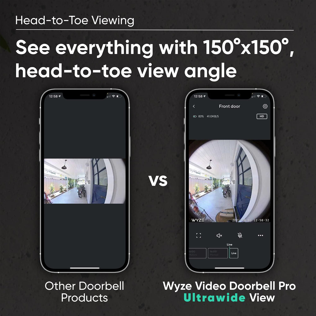 Wyze Wireless Video Doorbell Pro (Chime Included), 1440 HD Video, 1:1 Aspect Ratio: 1:1 Head-to-Toe View, 2-Way Audio, Night Vision (Renewed)