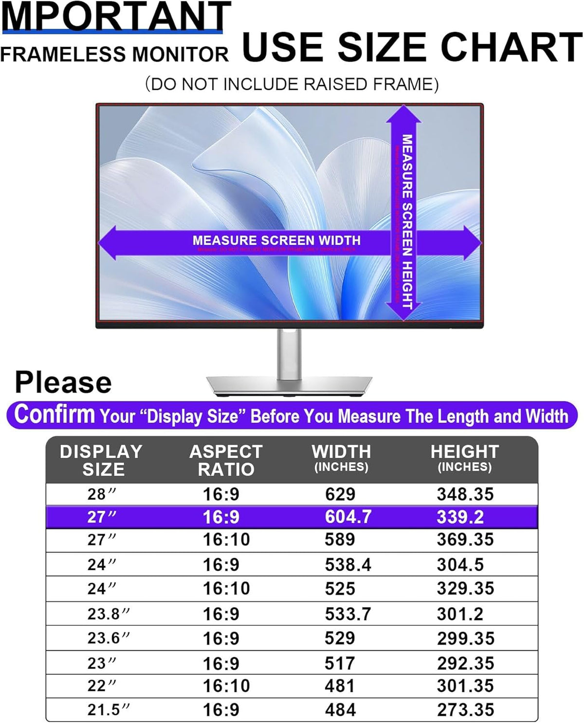 FILMEXT [2023 Upgrade 27 Inch Removable Privacy Screen Filter for 16:9 All-in-One Desktop/Frameless Computer Monitor, Bubble Free Anti Spy Blue Light Filter for Computer