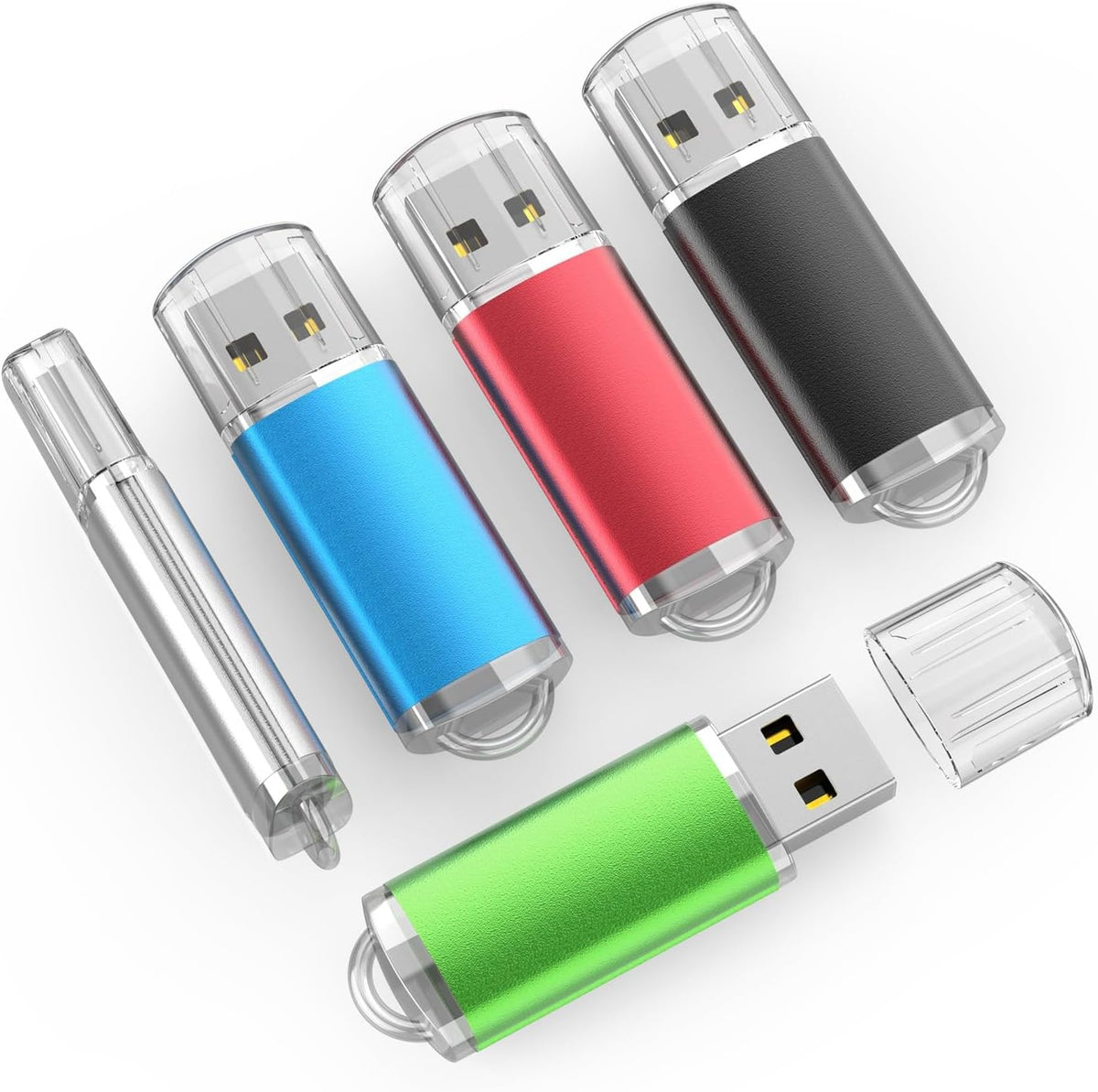 TOPESEL USB Flash Drive 5 Pack 64GB USB 2.0 Flash Drive Memory Stick USB Drive Jump Drive USB Storage Flash Drives Pen Drive Thumb Drives (5 Mixed Colors: Black Blue Green Red Silver)