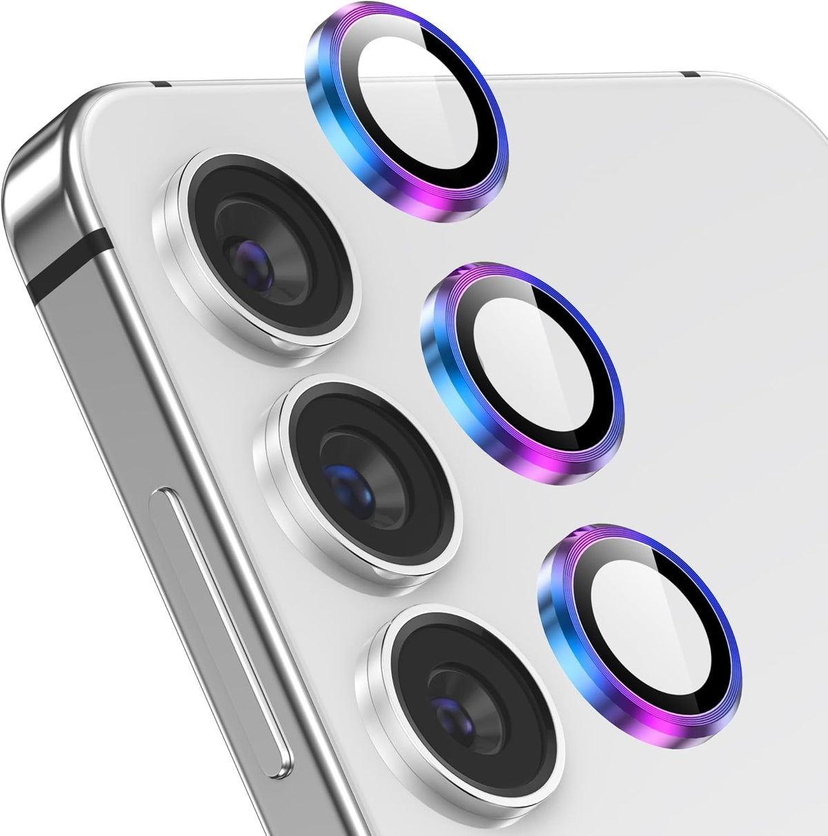 YWXTW Camera Lens Protector for Samsung Galaxy S24 / S23 / S23 Plus, [NOT for S24 Plus] 9H Tempered Glass Metal Individual Ring Camera Screen Protector for S24 Accessories (Multi-Colored)