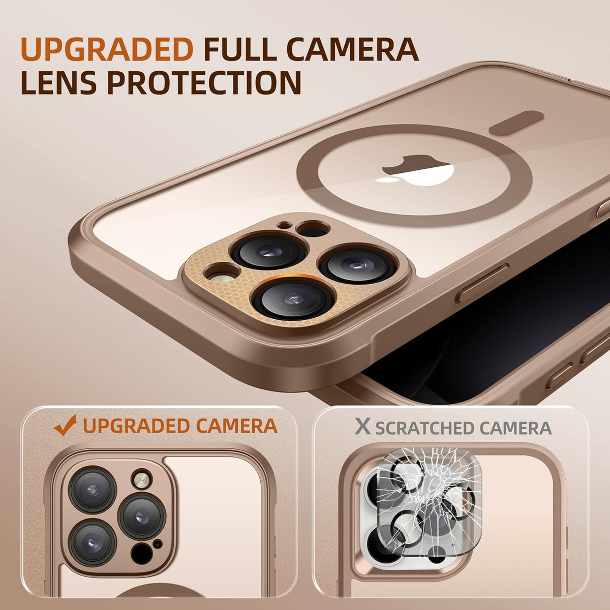 BERFY Magnetic for iPhone 16 Pro Case, Compatible with MagSafe, Built-in Privacy Screen Protector and Upgraded Camera Protection, Anti-Spy Full Body Shockproof Phone Case for 16 Pro 6.3", Desert Gold