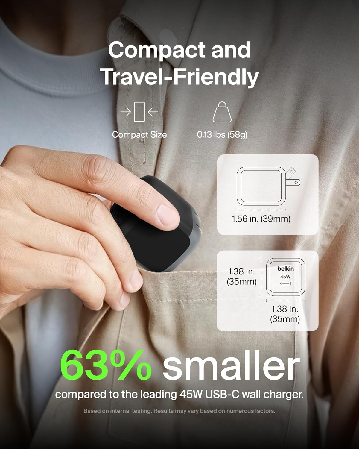 Belkin USB C Charger Block 45W (2 Pack) - USB C Cable Included - PD3.1 PPS Fast Charging - Samsung Galaxy S25, S24, S23, S22, Apple iPhone 16, iPhone 15, Google Pixel 9, Nintendo Switch, etc - Black