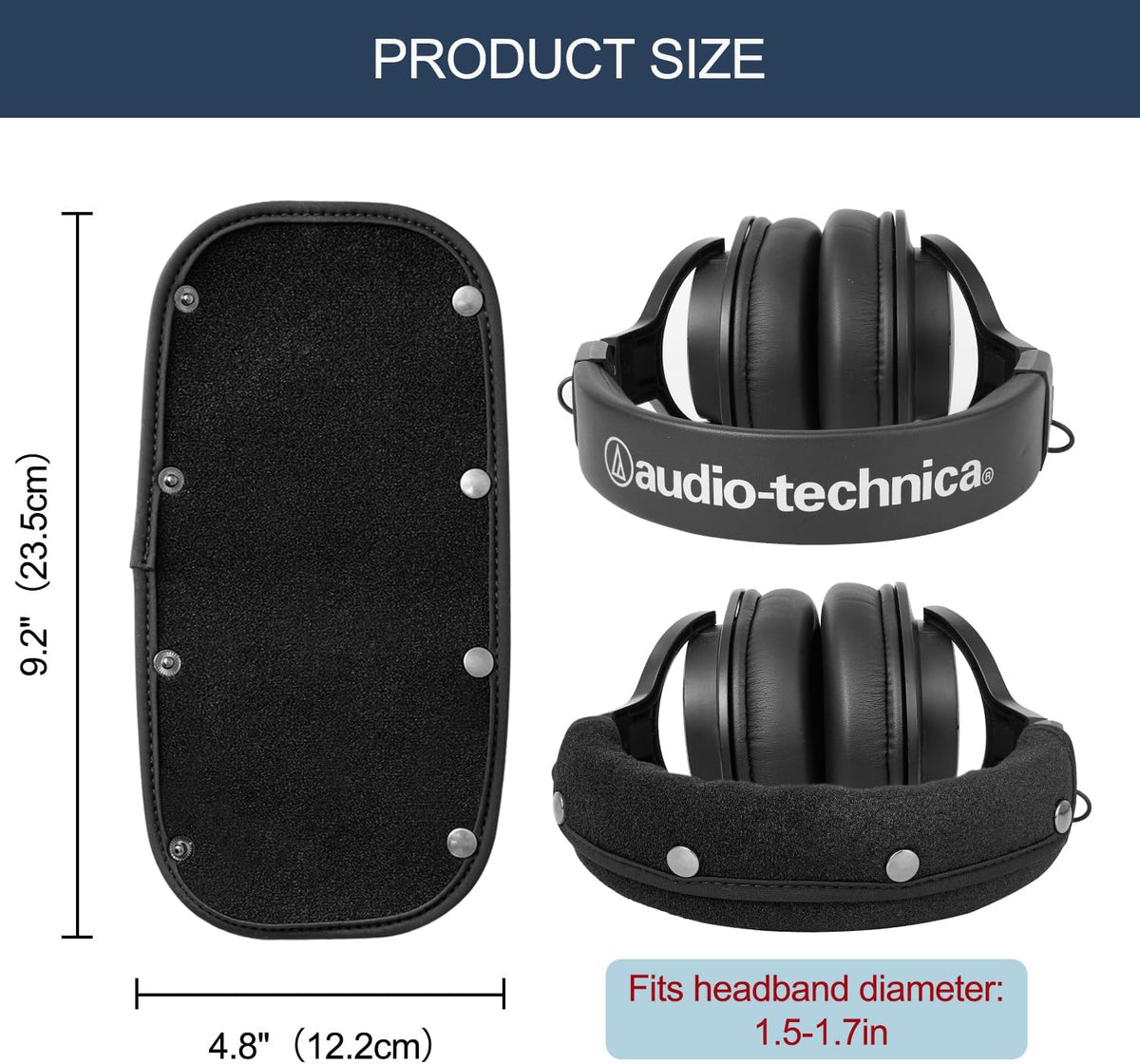 GEVO Protective Headband Cover for Audio Technica ATH M50, M50X, M50XBT, M40X M Series, Corsair Virtuoso & More, Machine Washable, No More Flaking Leather, Easy Installation, No Tool Needed | Black