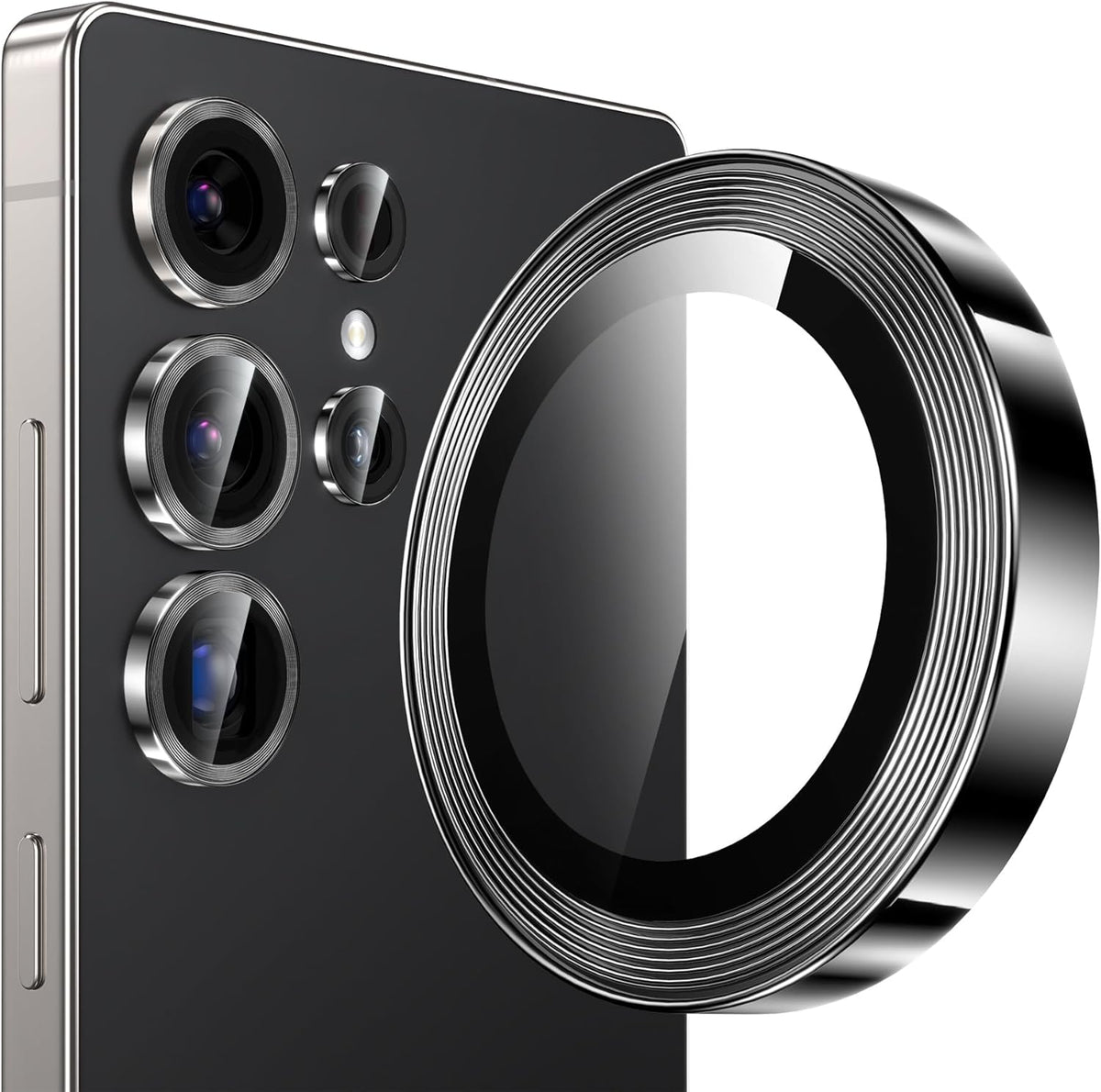 YWXTW [2025 Original Like for Samsung Galaxy S25 Ultra Camera Lens Protector, [Ultra-Thin & 6X Stronger] S25 Ultra Camera Lens Cover, 9H Tempered Glass Upgraded Metal Edging(Titanium Black)