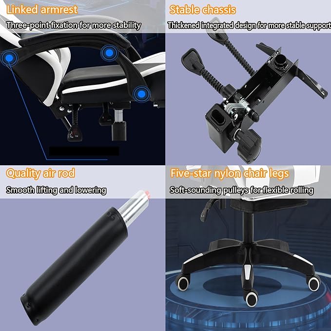 Gaming Chair with Footrest E-Sports Chair Live Broadcast Home Fashionable Reclining Lift Office Computer Dormitory Swivel Chair Ergonomic Racing Game Chair Latex Back Cushion Easy to Install bluered