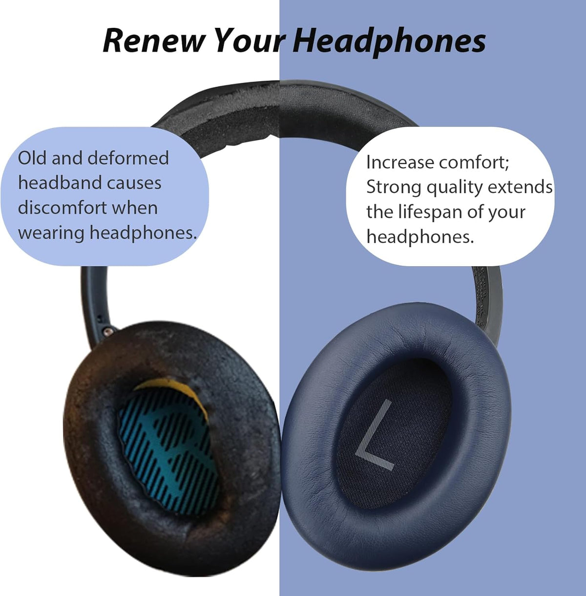 Head Cushion Pad for Bose QuietComfort QC35 QC35II QC45 Headset Head Cushion Cover Repair Part (Dark Blue)
