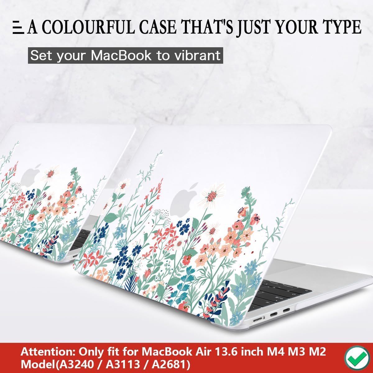 CISSOOK for MacBook Air 13.6 Inch Case 2022 2023 2024 2025 Release Model A2681 A3113 A3240, Matte Frosted Hard Shell Cover with Keyboard Cover for MacBook Air 13.6 M2 M3 M4 - Wildflowers