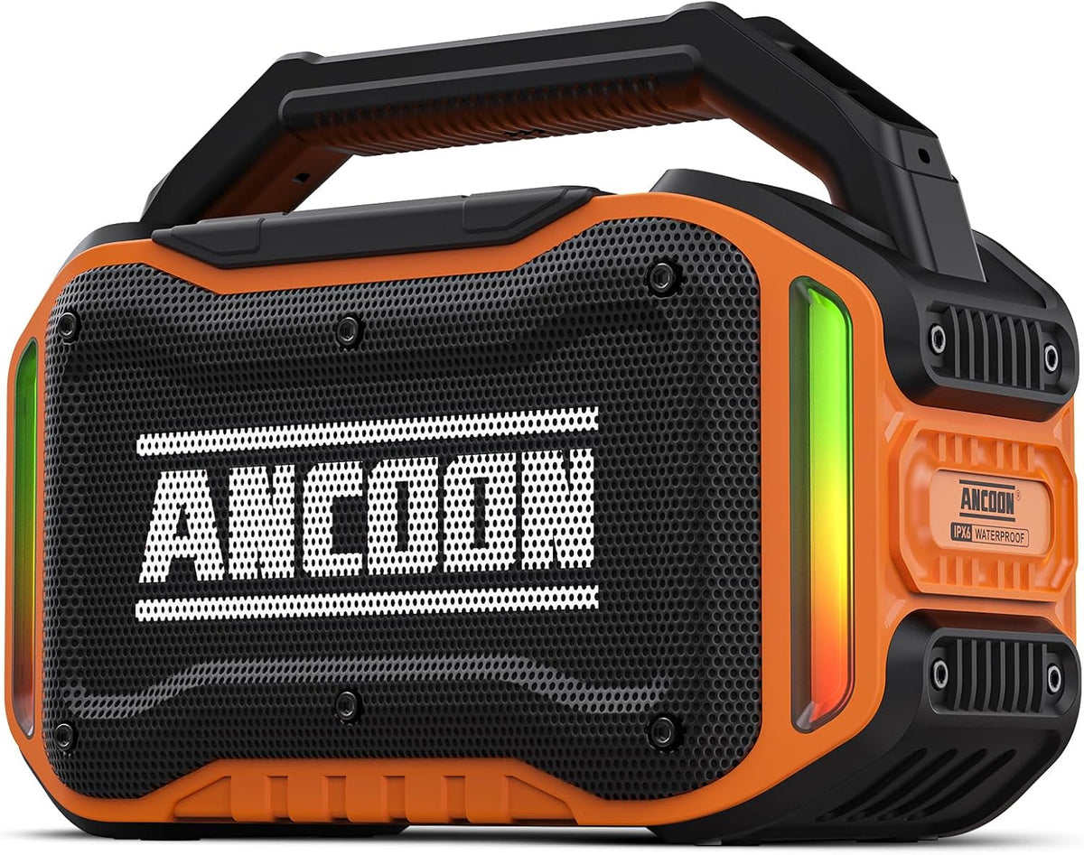 Speakers Bluetooth Wireless: 80W(Peak) Loud Speaker with Bass, 20H Playtime, IPX6 Waterproof, Large Jobsite Speakers for Work, Outdoor, Workshop, Garage, Portable Speaker with TWS (Orange)