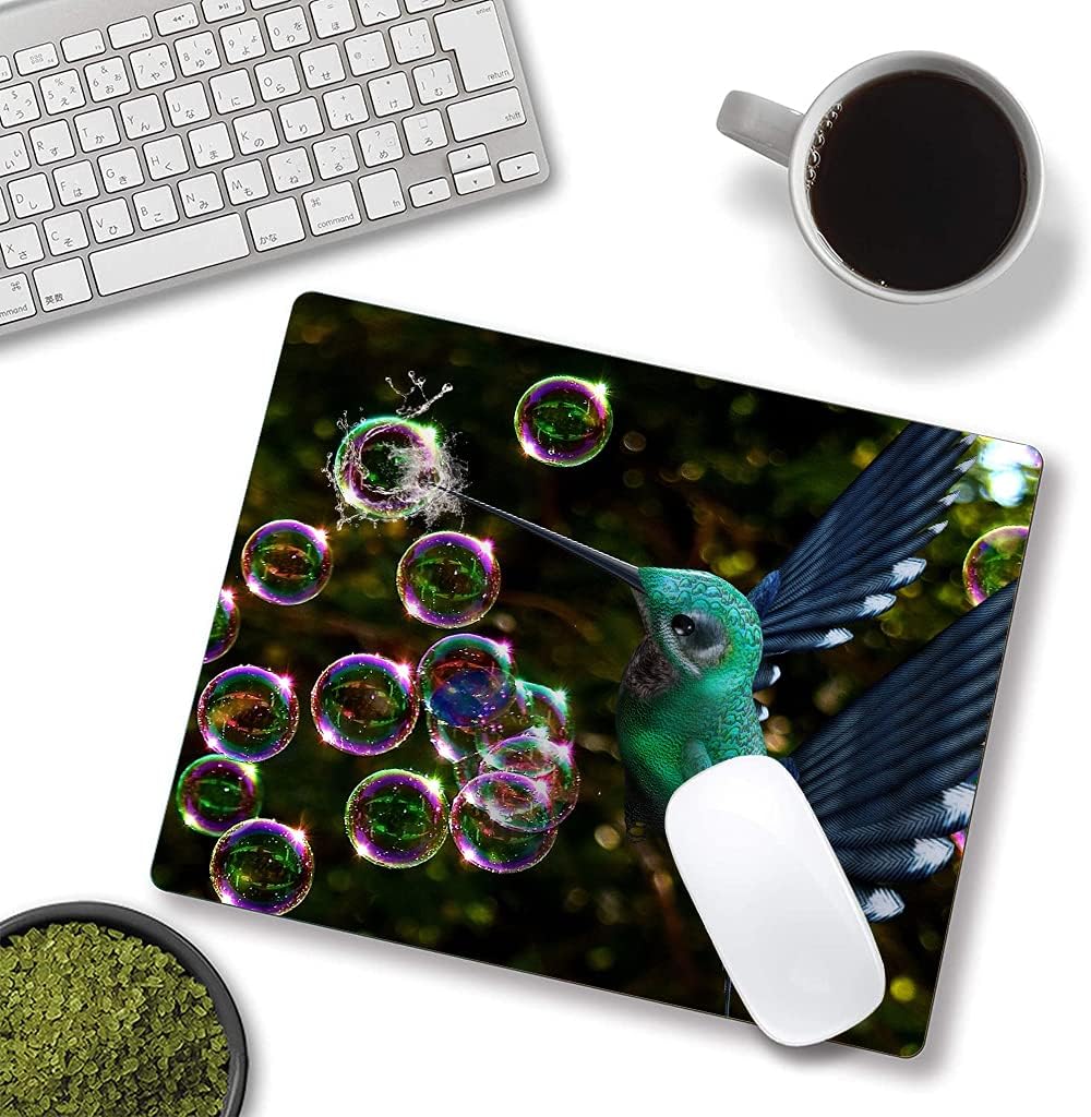 Hokafenle Hummingbird Mouse Mat - Square Waterproof Non-Slip Rubber Base Mouse Pad for Office & Home Laptop