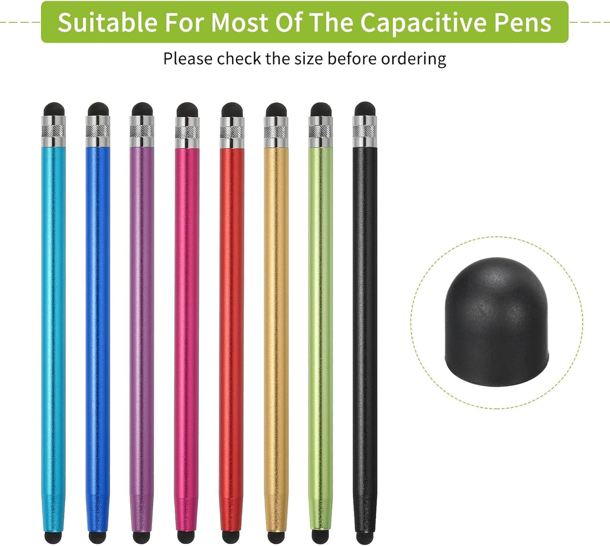 MECCANIXITY 40Pcs Replacement Stylus Pen Tips 9mm Conductive Capacitive Touch Screen Pens Tips Silicone Rubber, Black